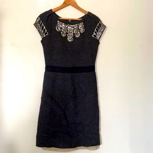 Tory Burch DJ Grey Wool Dress Sequins Embellished Cutouts Size Small
